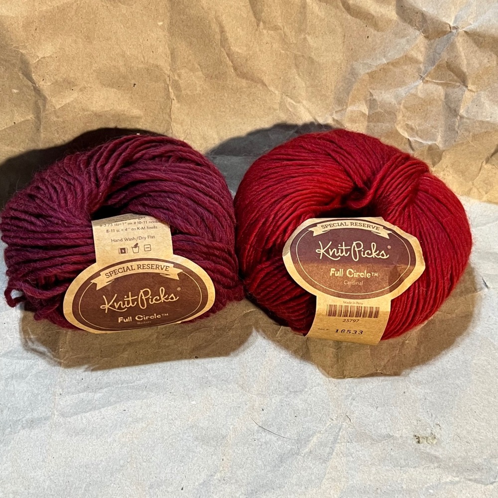 Knit Picks 200g Full Circle Wool Yarn Red Burgundy Bulky Weight Special Reserve